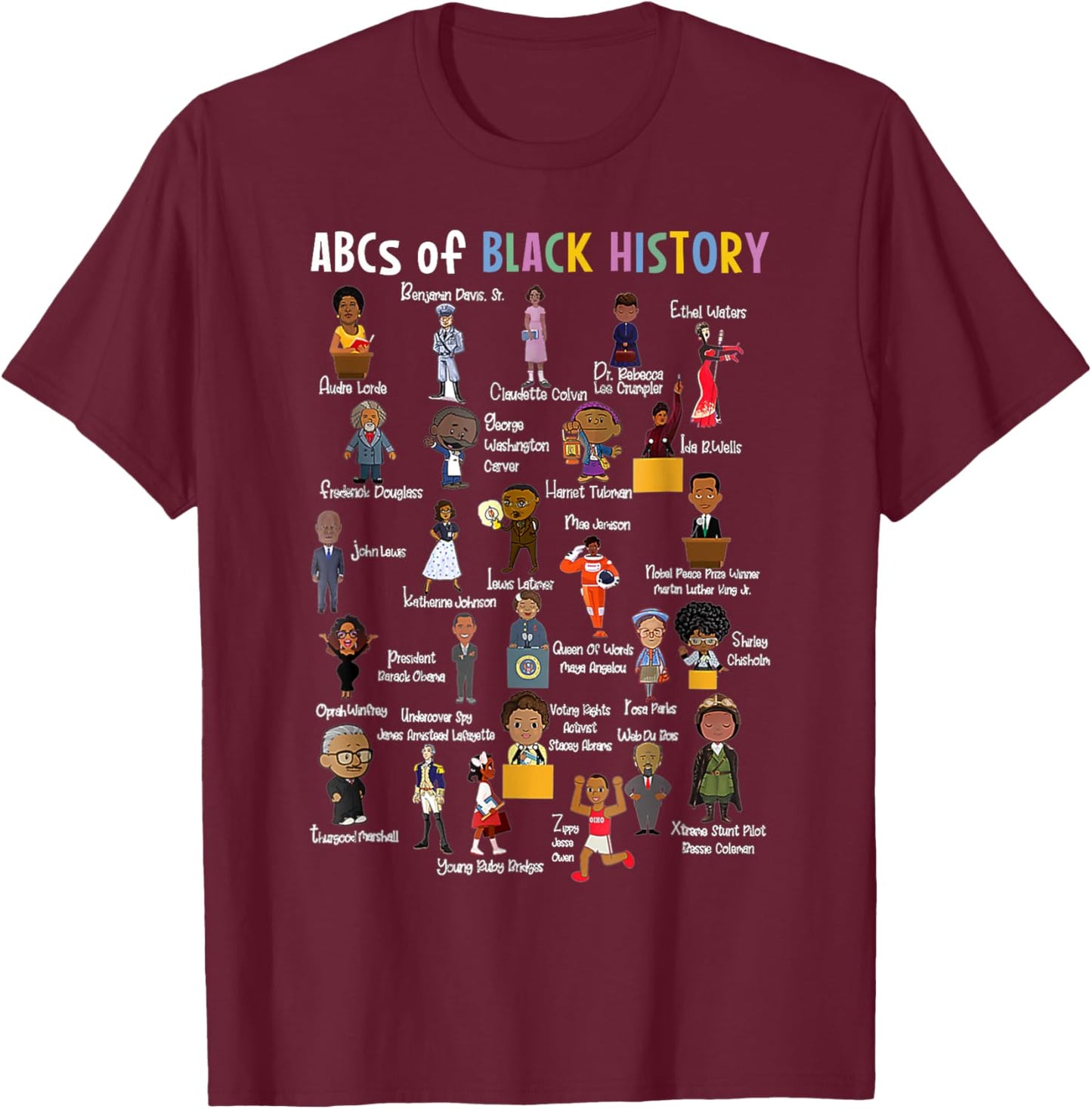 Abcs of Black History Month Juneteenth Day Black Men Women T-Shirt - T-Shirt | Maroon