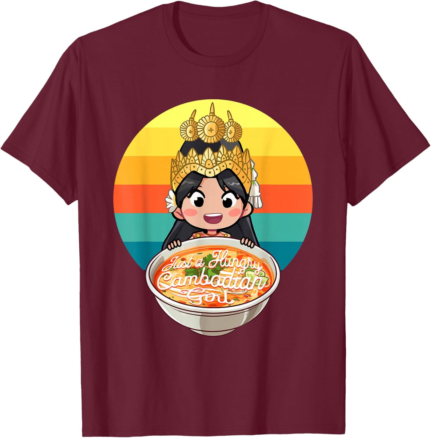 Khmer Cambodian Traditional Apsara Dancer Reamker Design T-Shirt - T-Shirt | Maroon