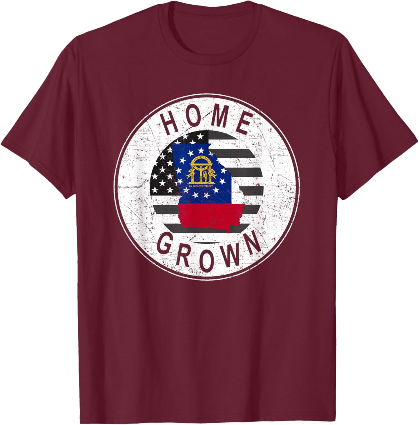 Proud America State Flag US Home Grown Georgia T-Shirt - T-Shirt | Maroon