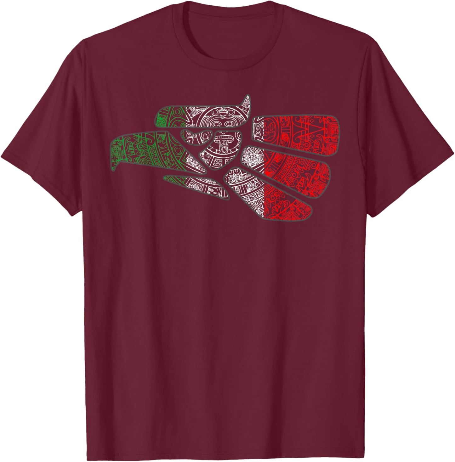 Mexico Sacred Aztec Calendar Mexican Eagle Archeological T-Shirt - T-Shirt | Maroon