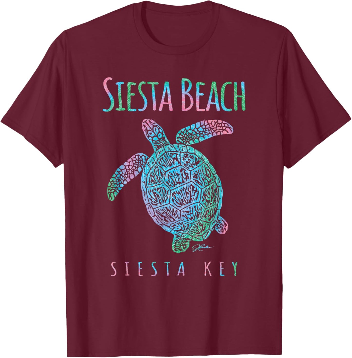 JCombs Siesta Beach Florida Sea Turtle T-Shirt - T-Shirt | Maroon