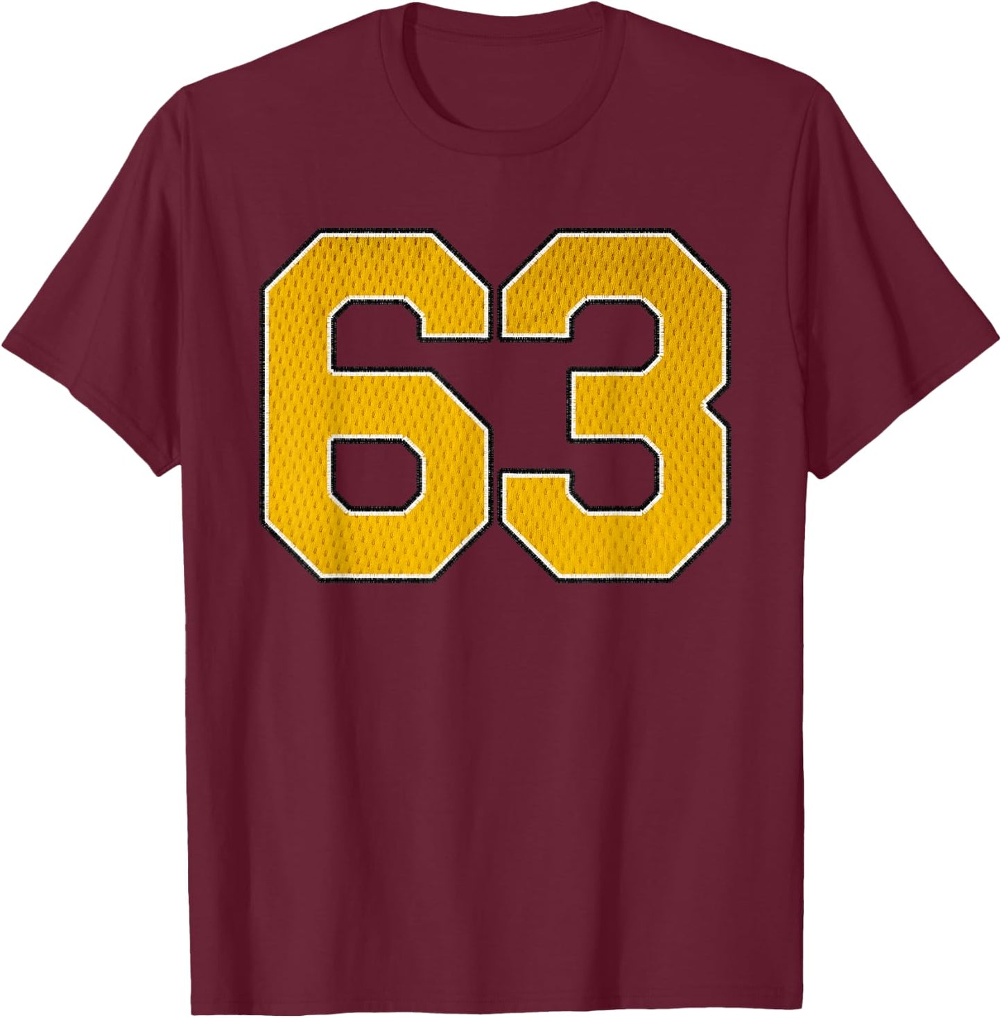 Gold Number 63 Athlete Sports Jersey Supporter Fanwear T-Shirt - T-Shirt | Maroon