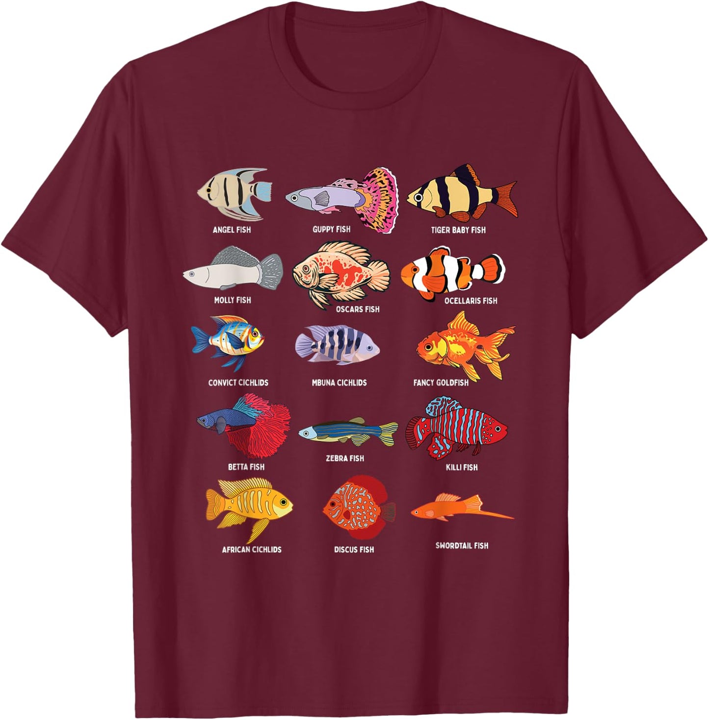 Pet Fish Species - Fishkeeper Fishkeeping Fish Tank Lover T-Shirt - T-Shirt | Maroon