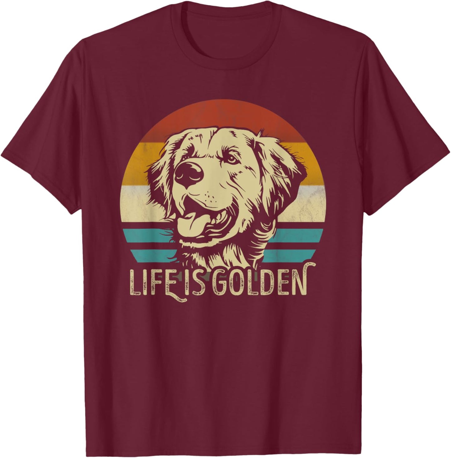 Golden Retriever Dog Life is golden retro vintage Women Girls Kids T-Shirt - T-Shirt | Maroon