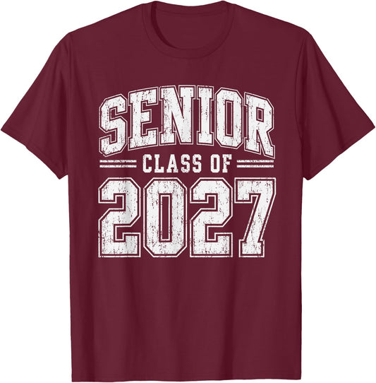 Senior Class of 2027 Graduate Student Graduation T-Shirt - T-Shirt | Maroon