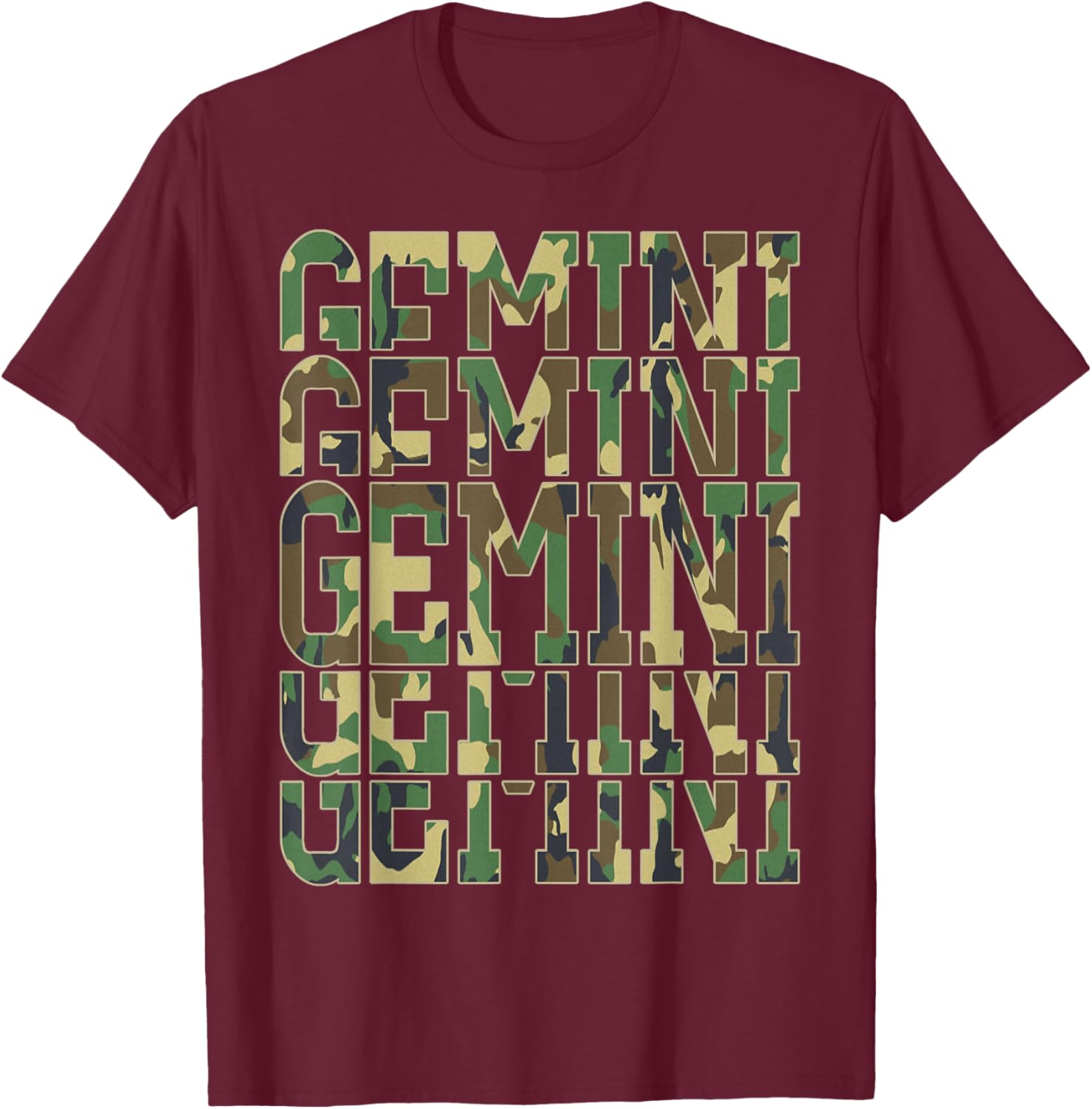 Gemini June King Man Born In May Zodiac Camouflage Birthday T-Shirt - T-Shirt | Maroon