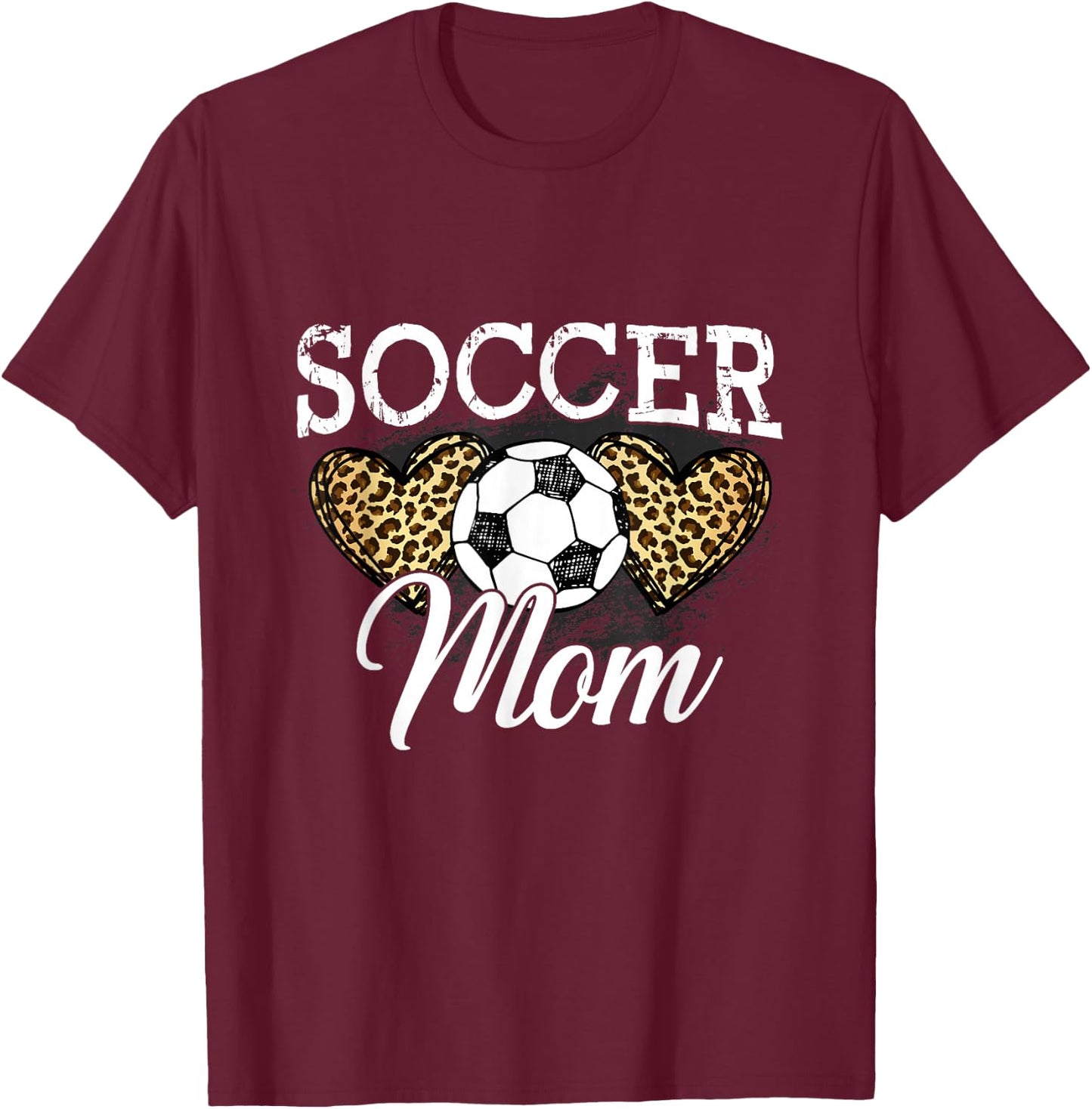 Soccer Shirt Mom Mother Leopard Soccer Mom T-Shirt - T-Shirt | Maroon