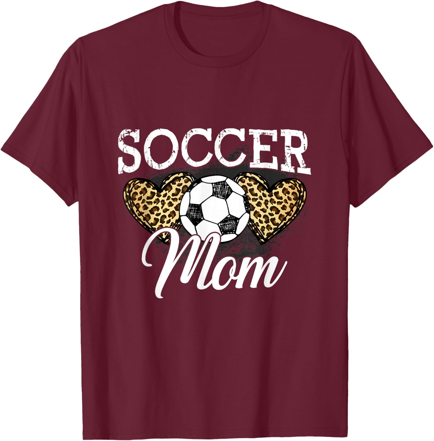 Soccer Shirt Mom Mother Leopard Soccer Mom T-Shirt - T-Shirt | Maroon