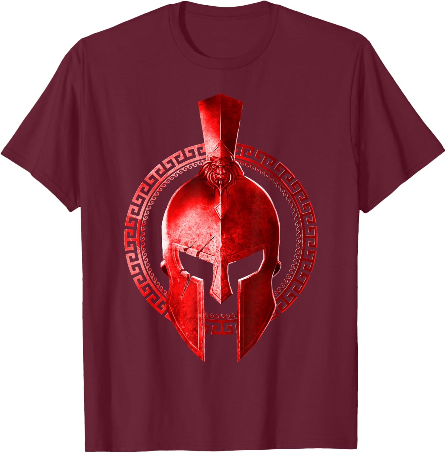 Spartan Helmet Gladiator Workout Gym Warrior Sparta Red Gift T-Shirt - T-Shirt | Maroon
