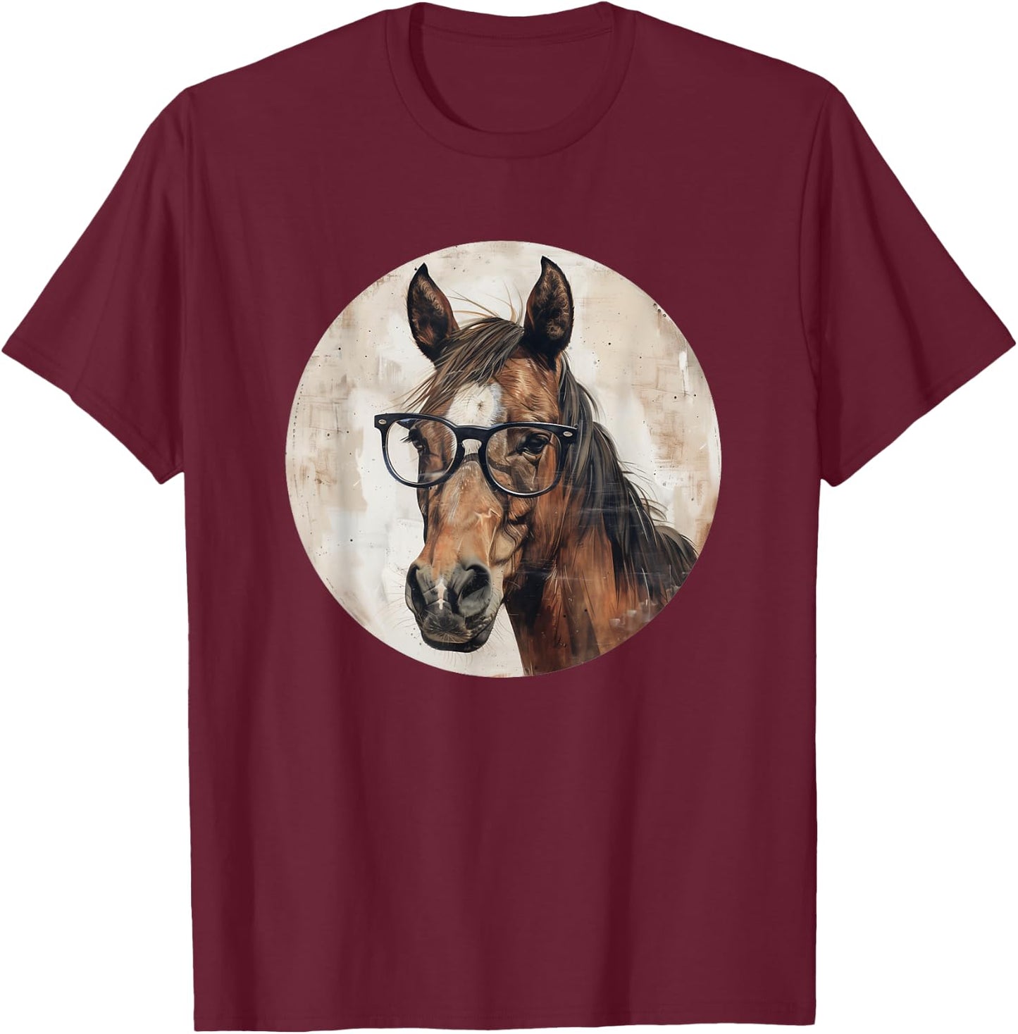 Funny Horse with Glasses Equestrian Riding T-Shirt - T-Shirt | Maroon