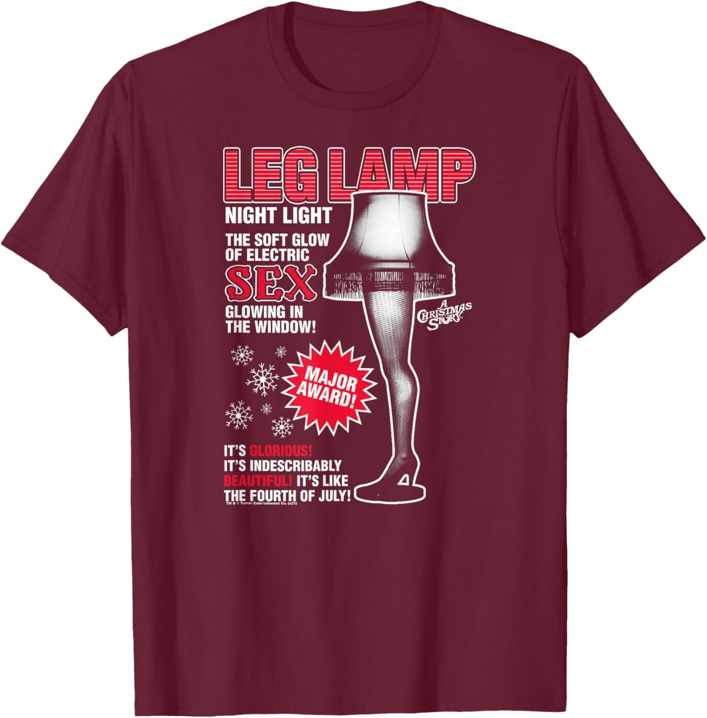A Christmas Story Leg Lamp Vintage Ad Funny Holiday T-Shirt - T-Shirt | Maroon