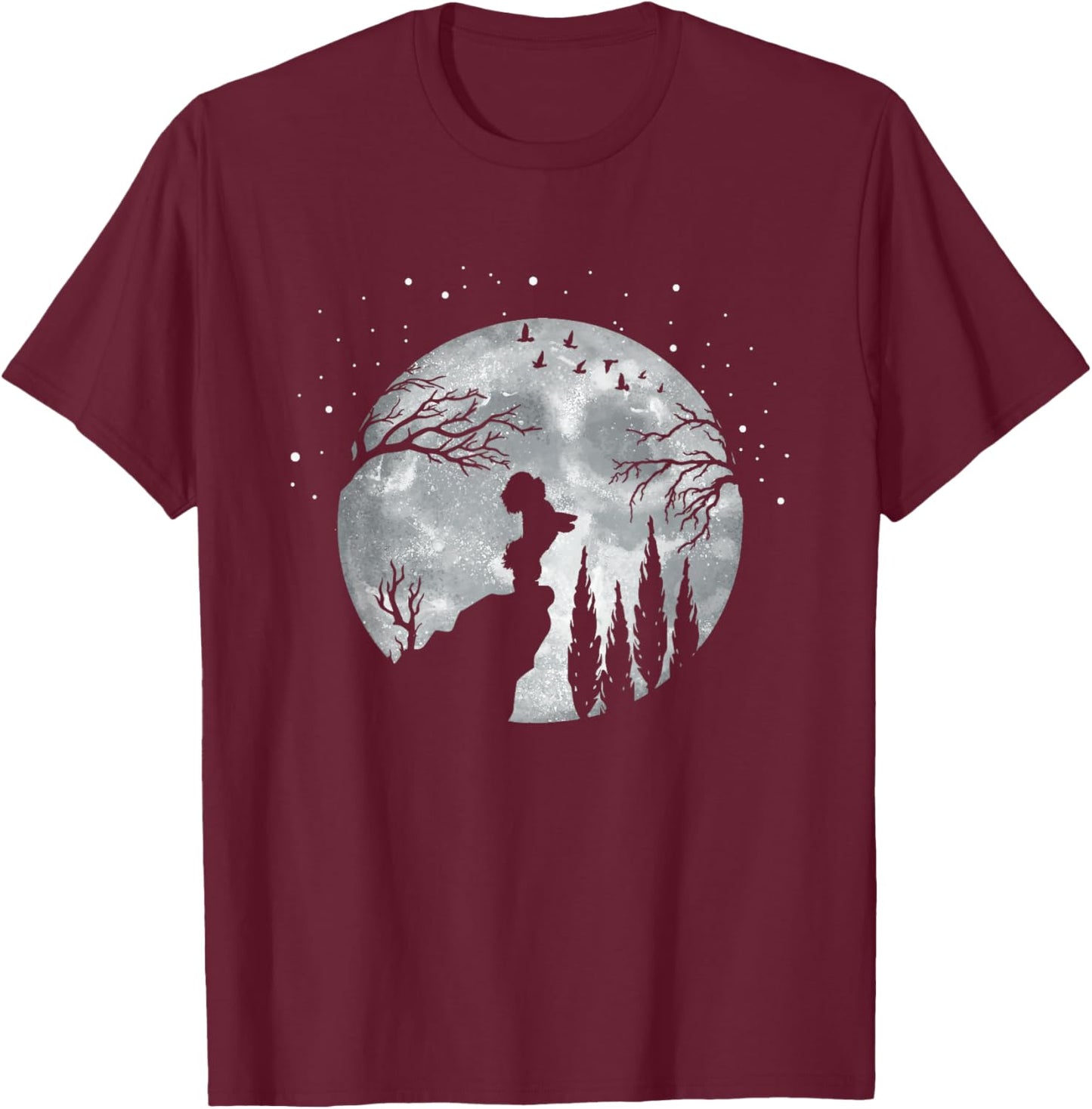 Bichon Frise Pet Dog Full Moon At Night - Bichon Frise Dogs Men Women Girls Kids T-Shirt - T-Shirt | Maroon