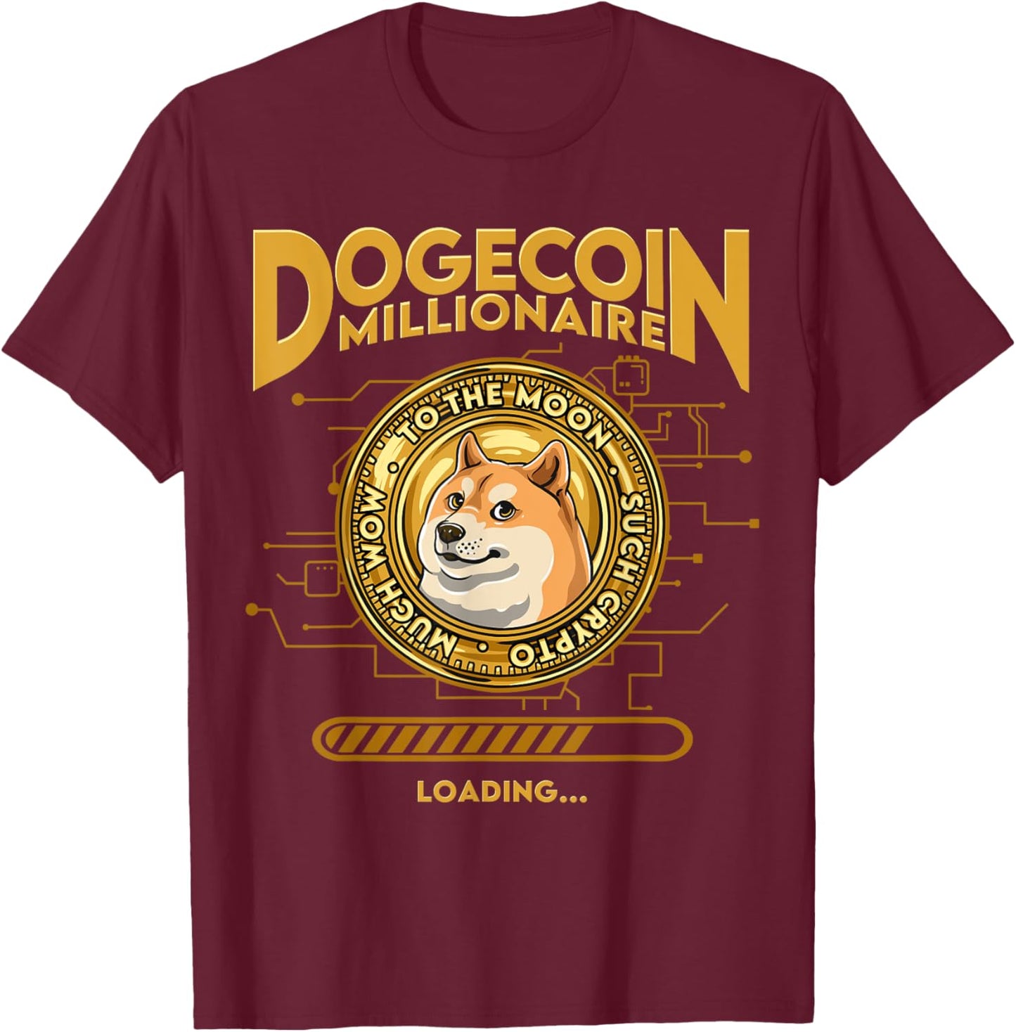 DOGE Dogecoin Crypto Coin Token Outfits Dogecoin Millionaire Funny DOGE Crypto - Black, Medium T-Shirt - T-Shirt | Maroon