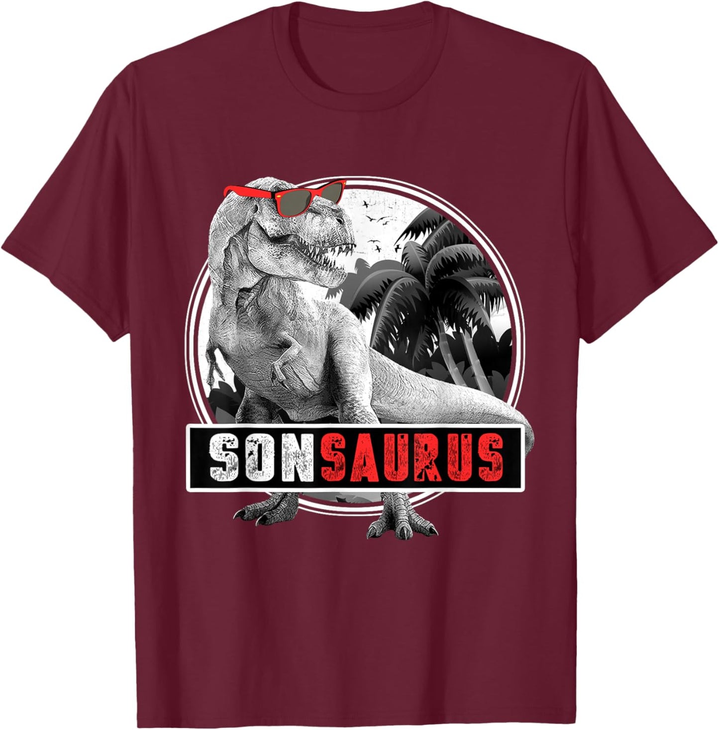 Sonsaurus T-Rex Dinosaur Son Dinosaur Son T-Shirt - T-Shirt | Maroon