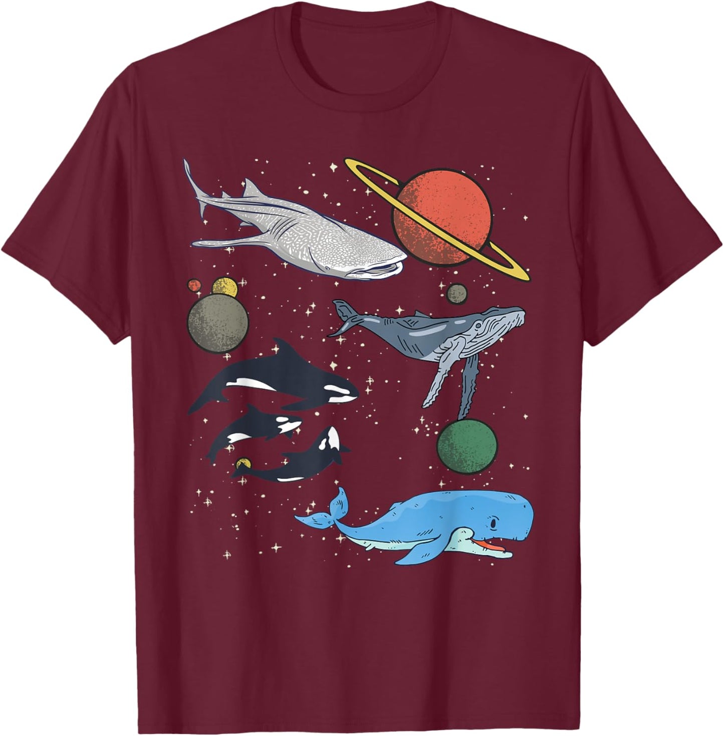 Galaxy Space White Shark Fin Costume Adult shark T-Shirt - T-Shirt | Maroon