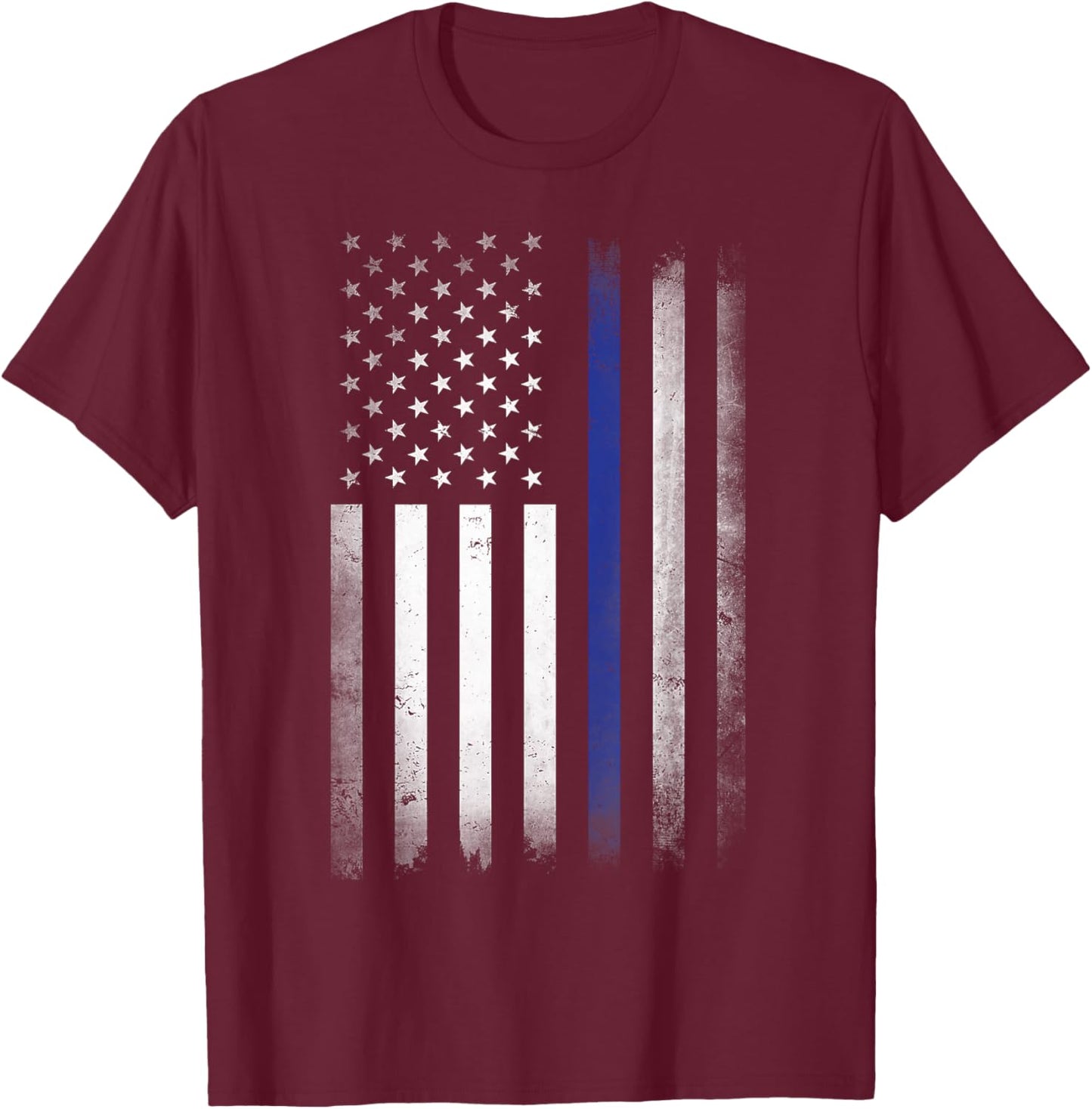 US Police USA American Flag Back the Blue Lives Matter T-Shirt - T-Shirt | Maroon