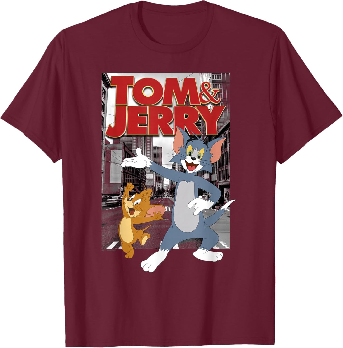 Tom and Jerry in The City T-Shirt - T-Shirt | Maroon