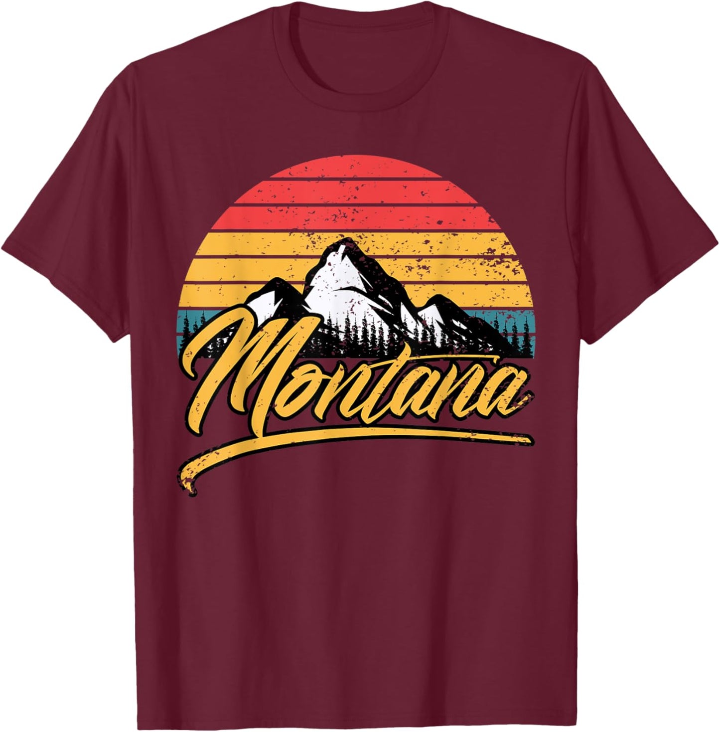 Vintage Mountain Shirt Retro Montana US Mountains State T-Shirt - T-Shirt | Maroon