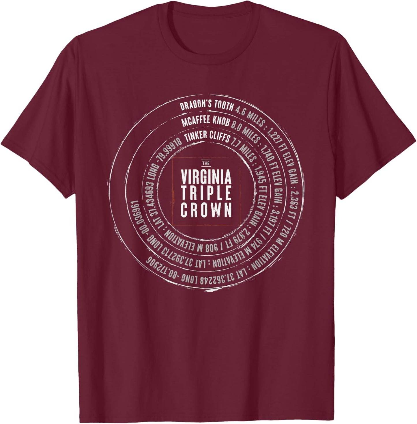 Virginia Triple McAfee Knob Dragons Tooth Tinker Cliffs Hike T-Shirt - T-Shirt | Maroon