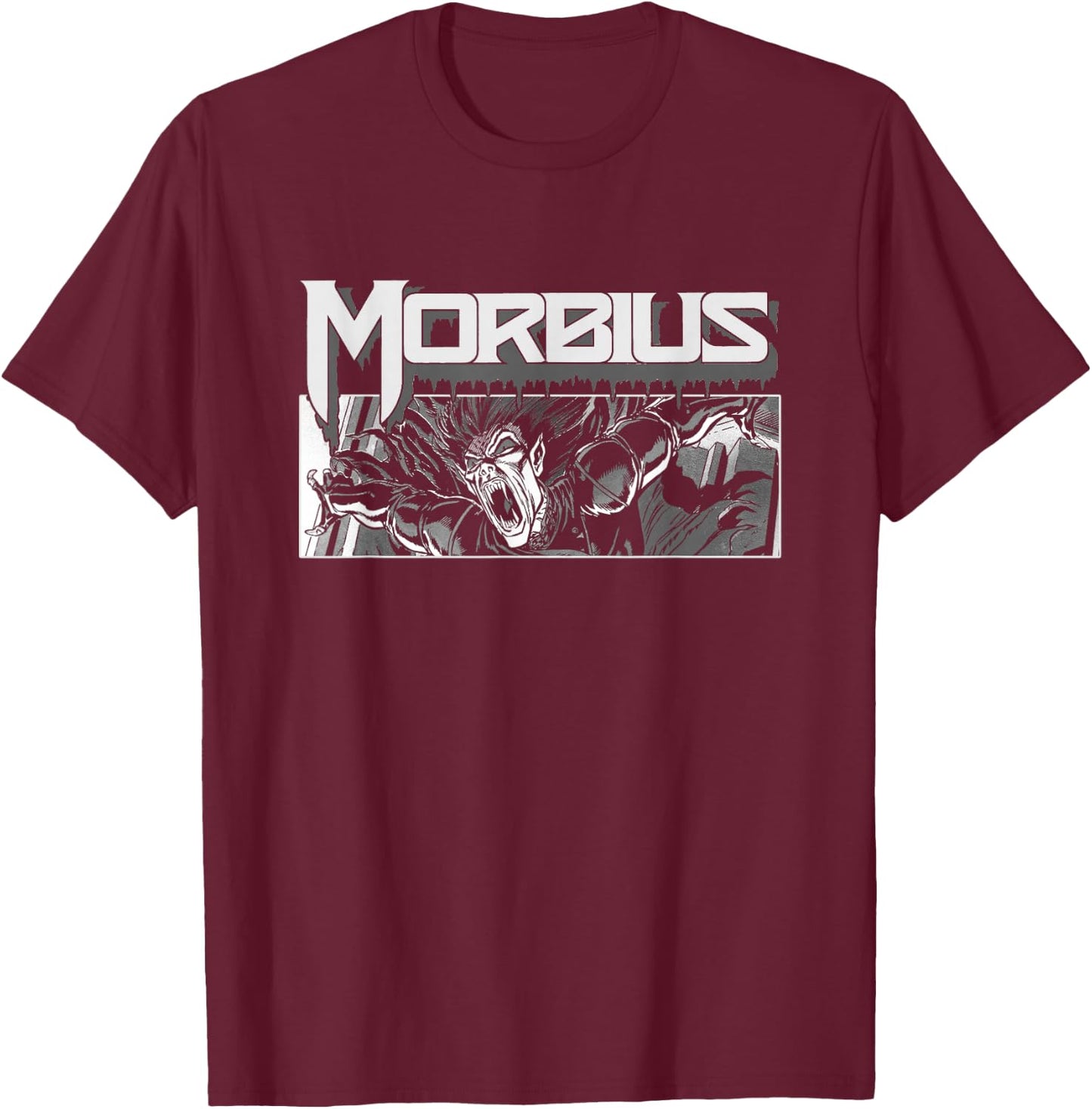 Marvel Morbius Retro Comic 90s T-Shirt - T-Shirt | Maroon