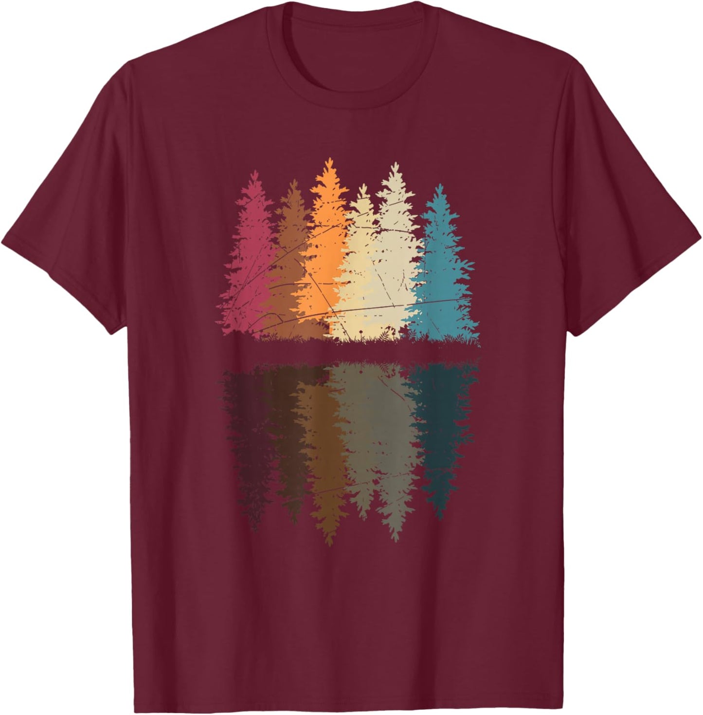 Retro Forest T-Shirt - T-Shirt | Maroon