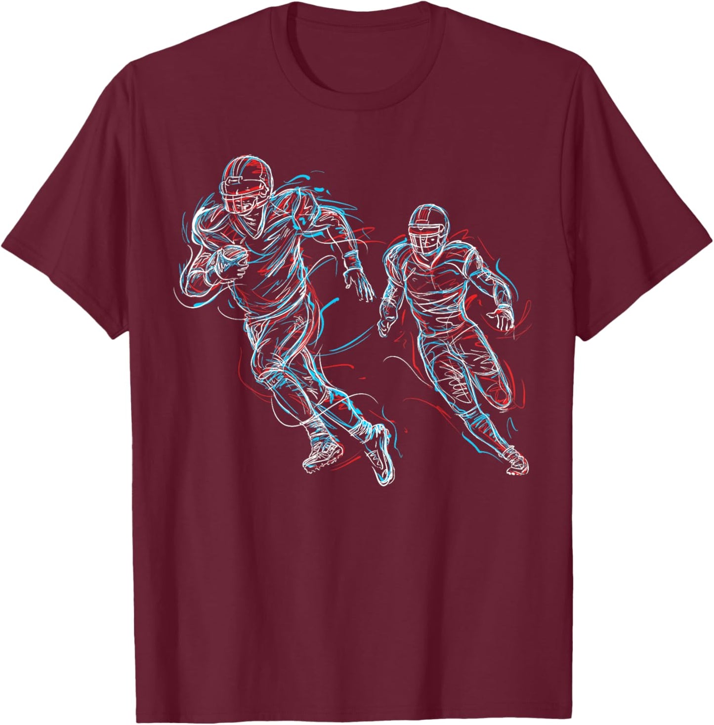 Abstract Art Football Player Running T-Shirt - T-Shirt | Maroon