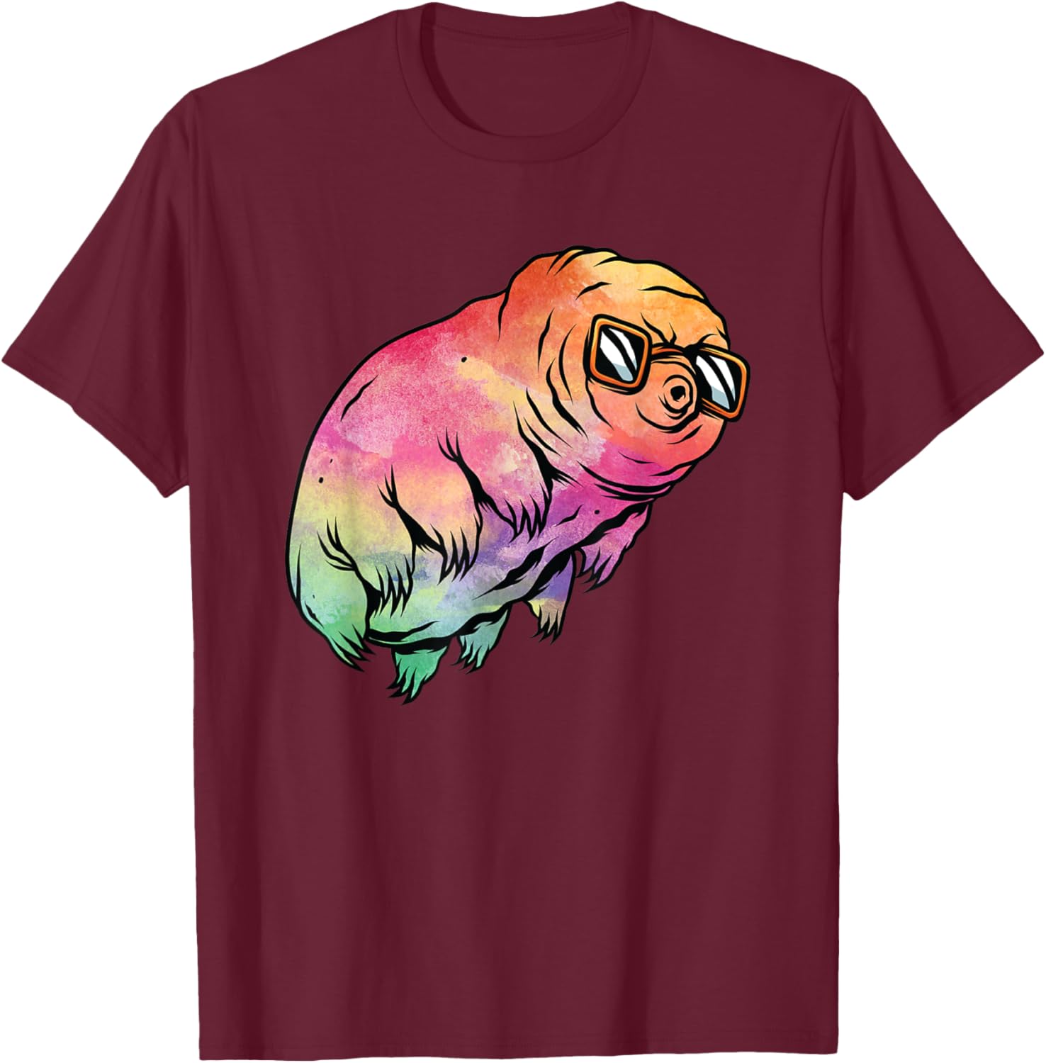 Big Rainbow Water Bear Microbiology Funny Tardigrade T-Shirt - T-Shirt | Maroon
