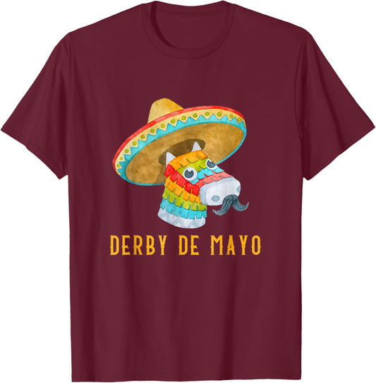 Derby de Mayo Kentucky Horse Race Mexico Pinata Mexican T-Shirt - T-Shirt | Maroon