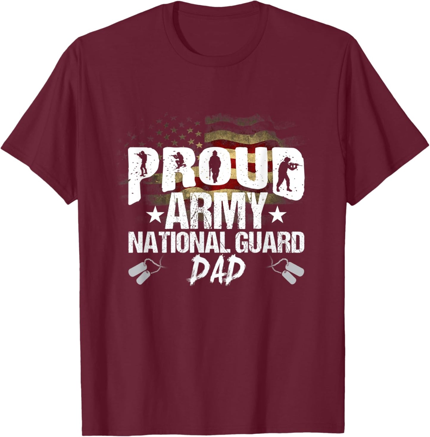 Proud Army National Guard Dad Veteran On 4th July T-Shirt - T-Shirt | Maroon