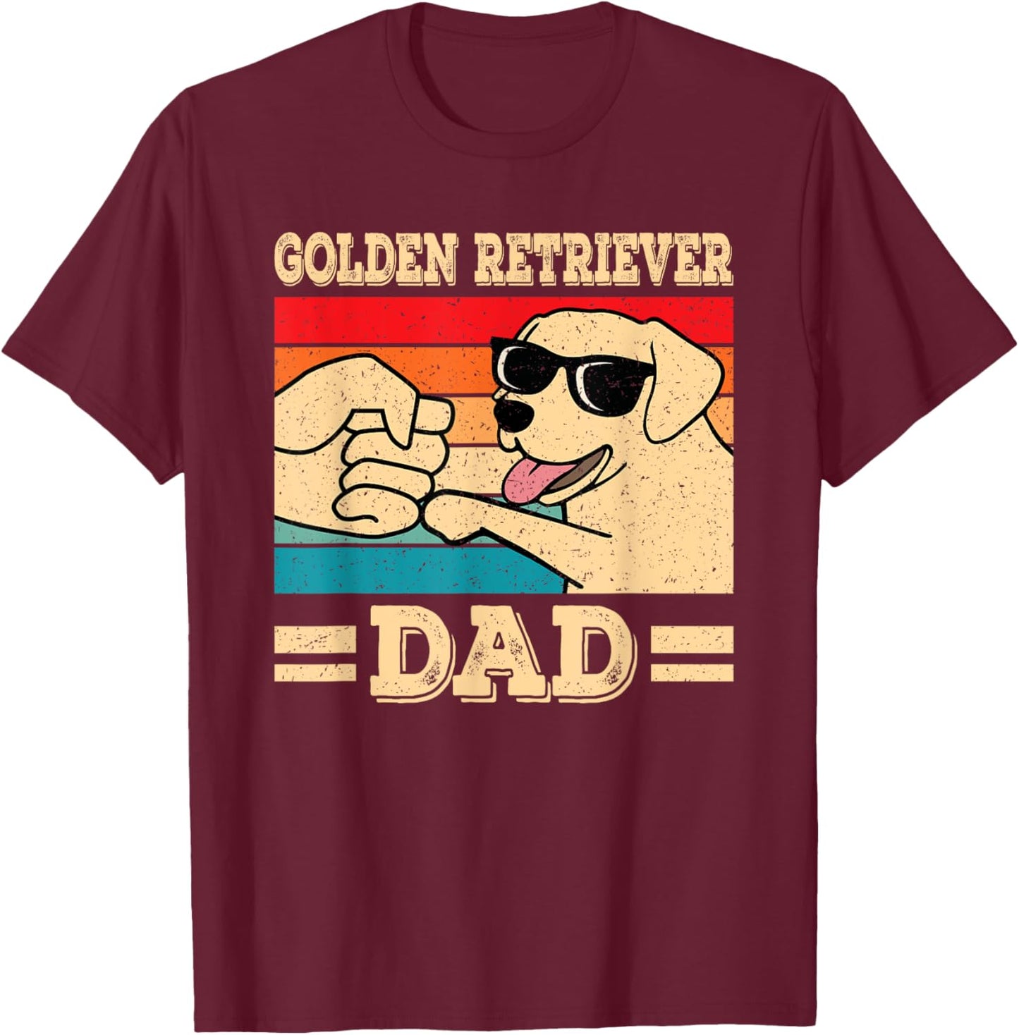 Funny Golden Retriever Dad Dog Retro Men T-Shirt - T-Shirt | Maroon