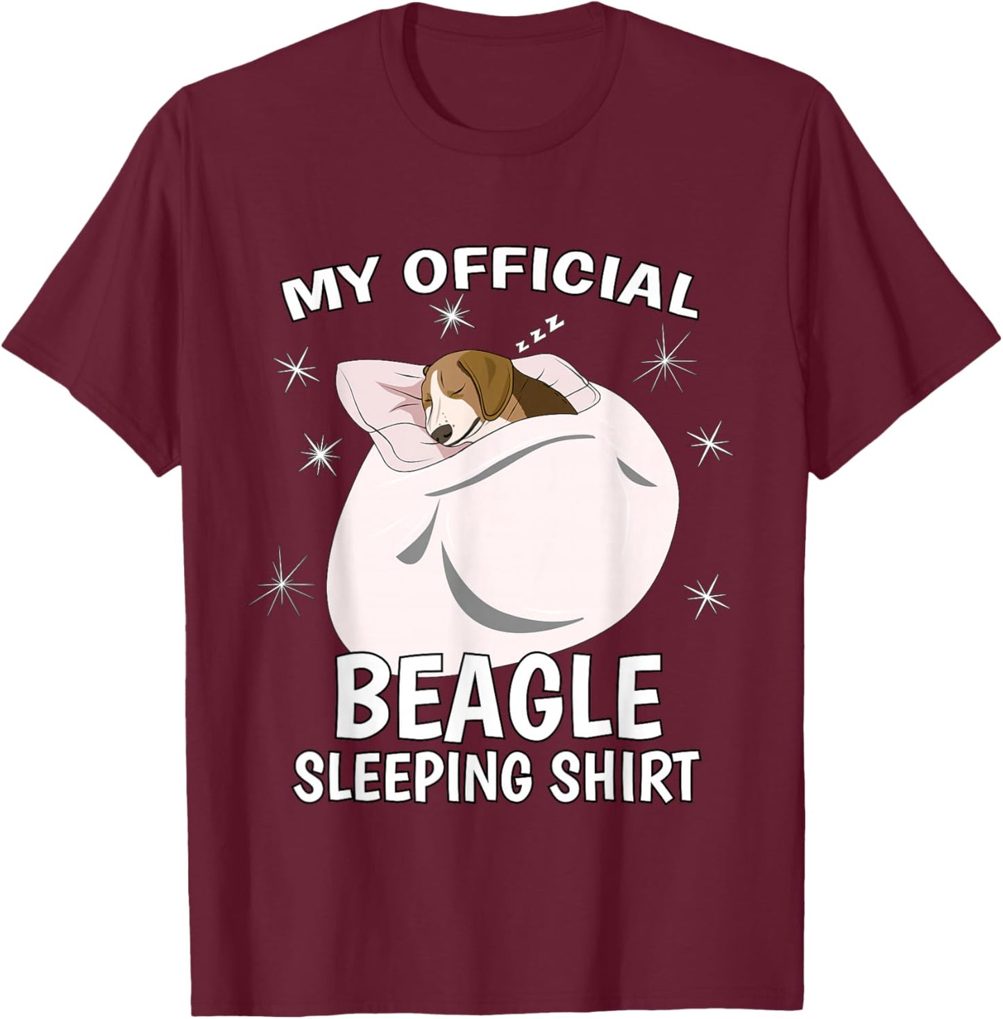 My Official Sleeping Shirt PJ Pajama Top Beagle T-Shirt - T-Shirt | Maroon
