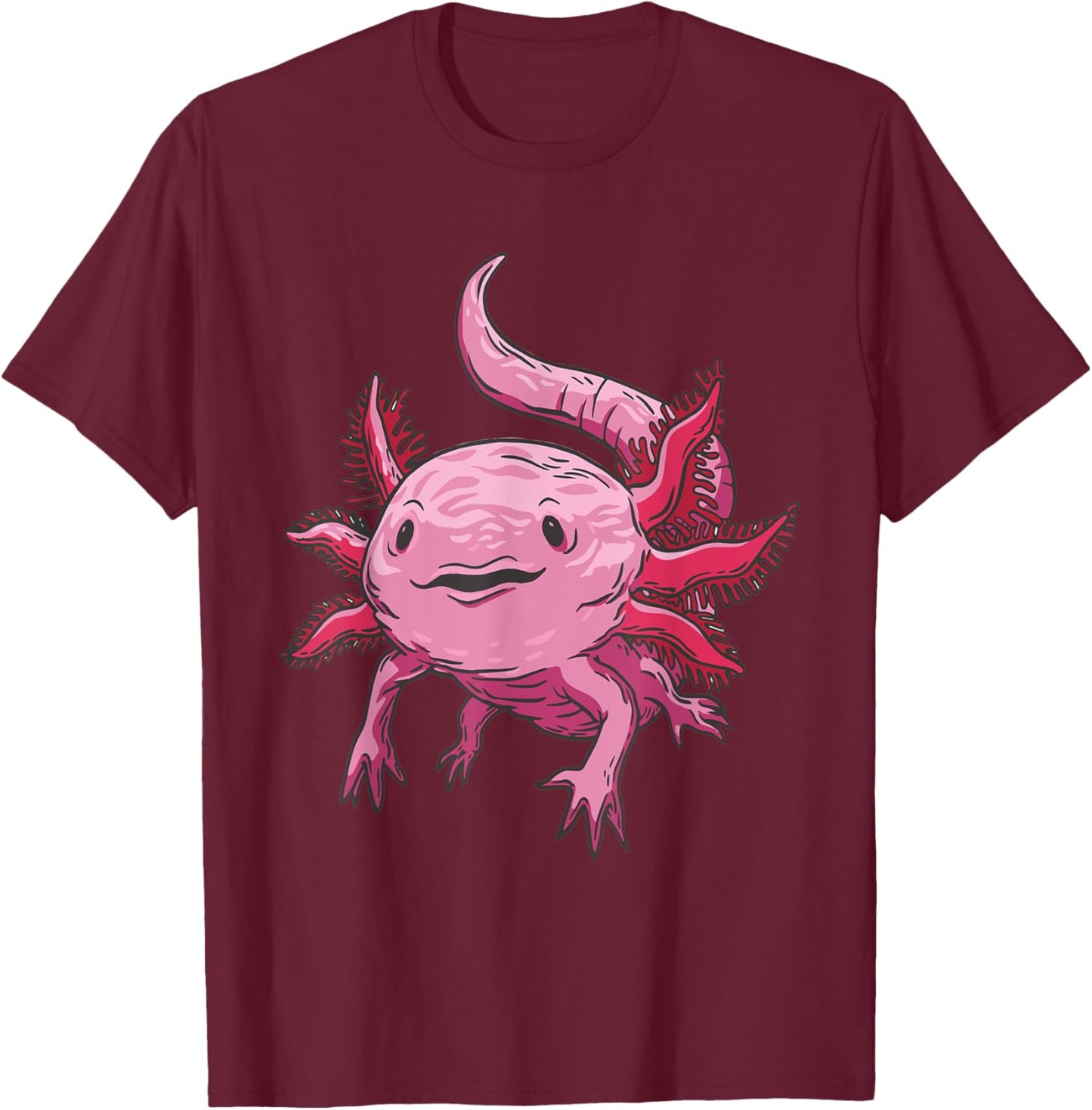 Realistic pink axolotl T-Shirt - T-Shirt | Maroon