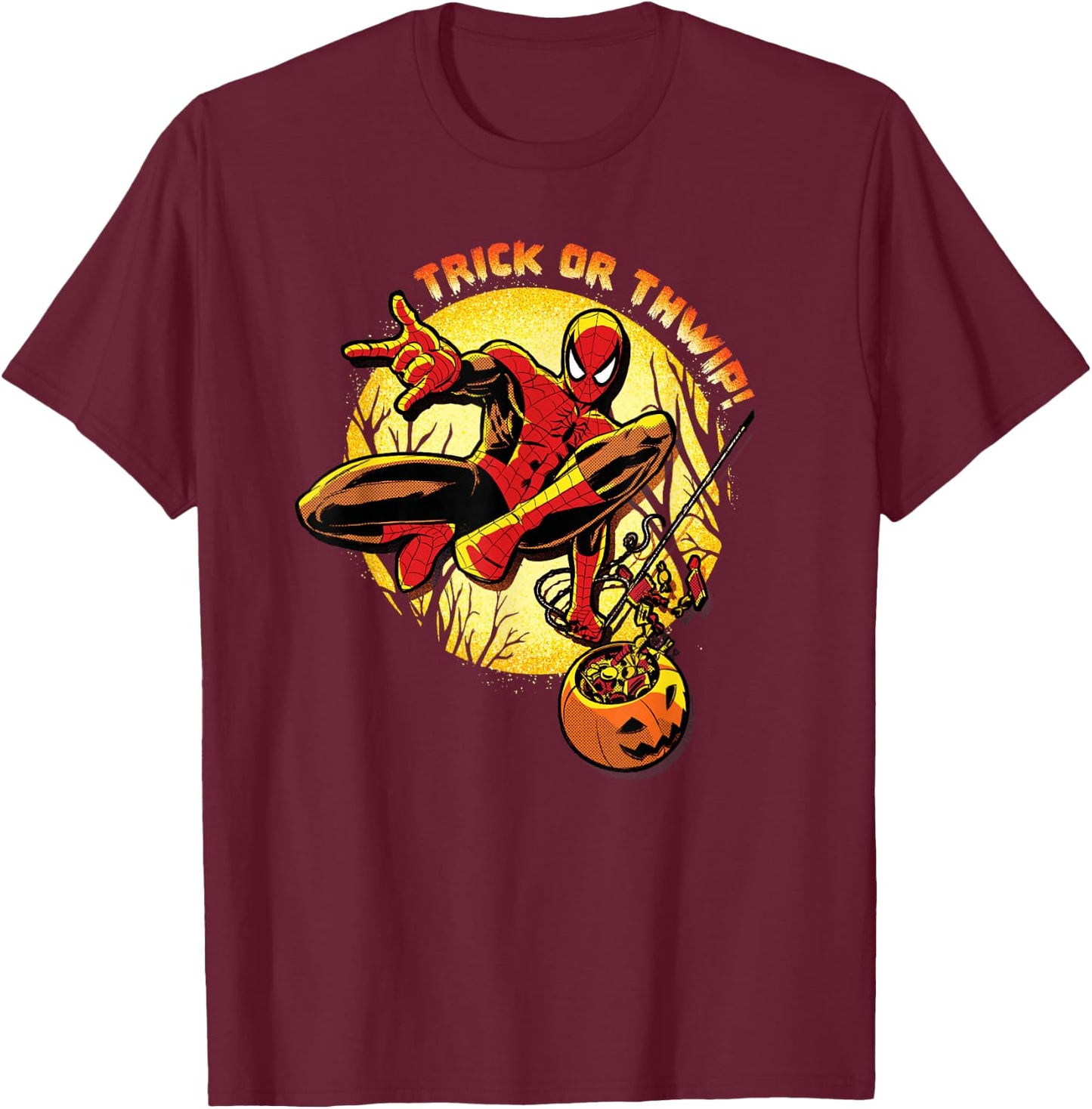 Marvel Super Heroes Spider-Man Trick or Thwip! Halloween T-Shirt - T-Shirt | Maroon
