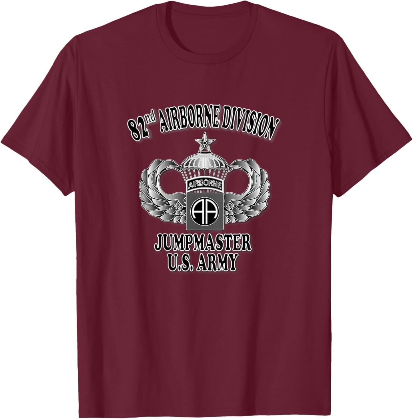 82nd Airborne Division Jumpmaster- Senior (Back Design) T-Shirt - T-Shirt | Maroon