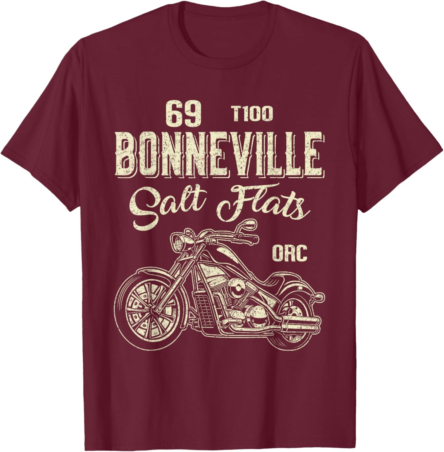 Bonneville Salt Flats Vintage Retro Motorcycle Rider Funny T-Shirt - T-Shirt | Maroon
