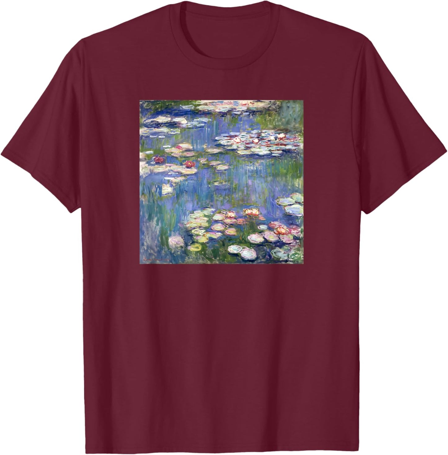 Monet's Water Lilies Modern Art Impressionism Painting Cover T-Shirt - T-Shirt | Maroon