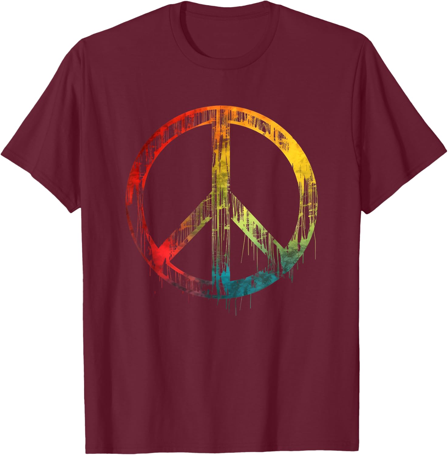Peace Symbol Retro Design Peace Sign T-Shirt - T-Shirt | Maroon