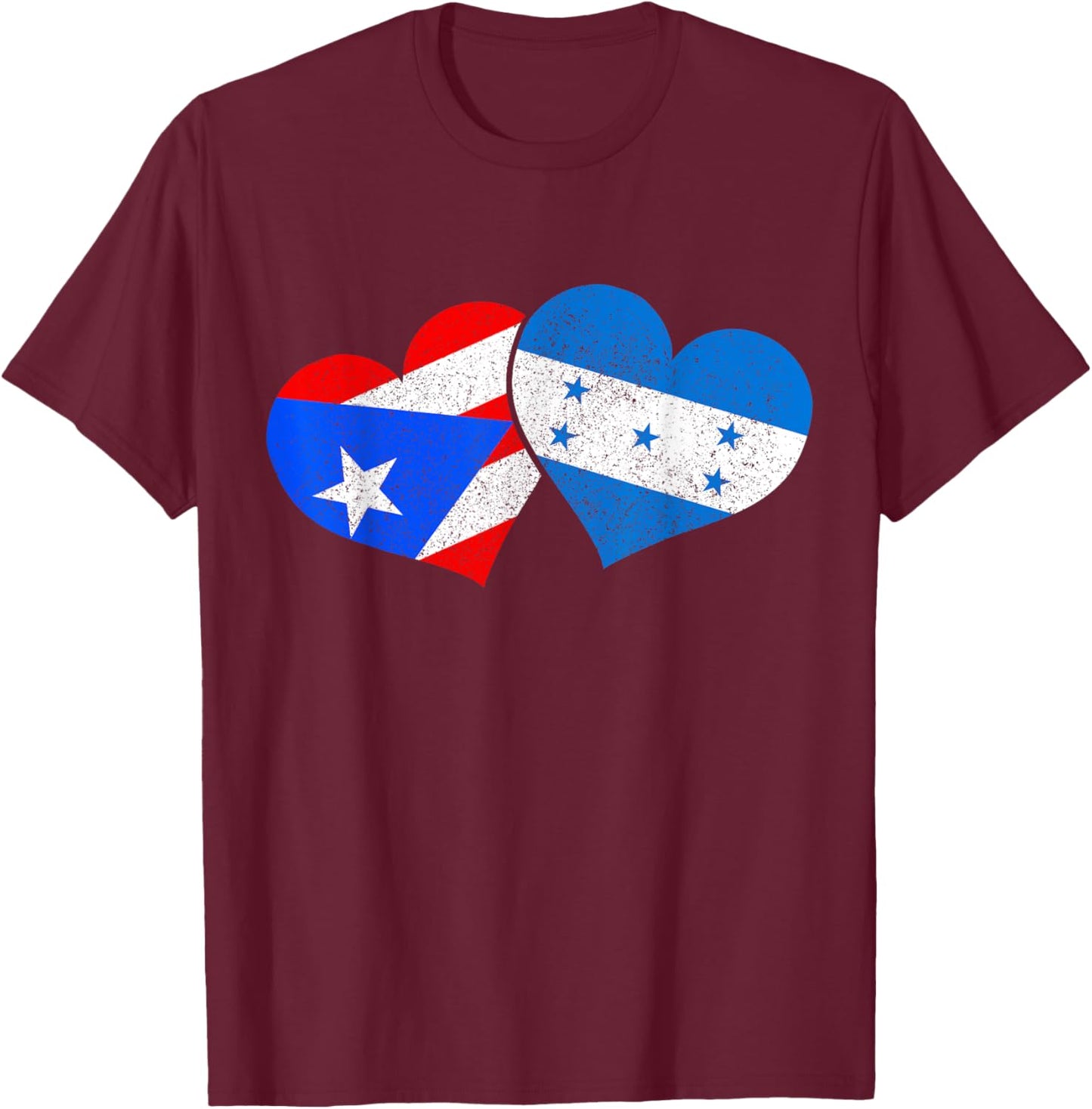 Puerto Rico & Honduras Heritage Puerto Rican Flag T-Shirt - T-Shirt | Maroon