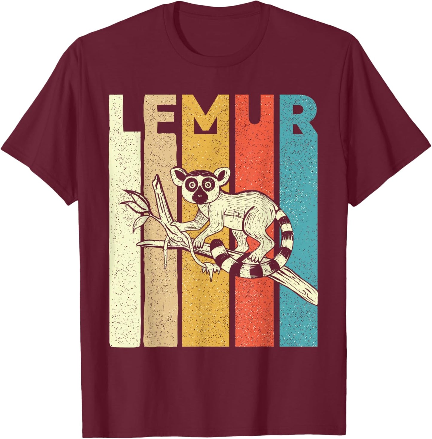 Vintage Lemur - Animal Researcher Zookeeper Lemur Lover T-Shirt - T-Shirt | Maroon