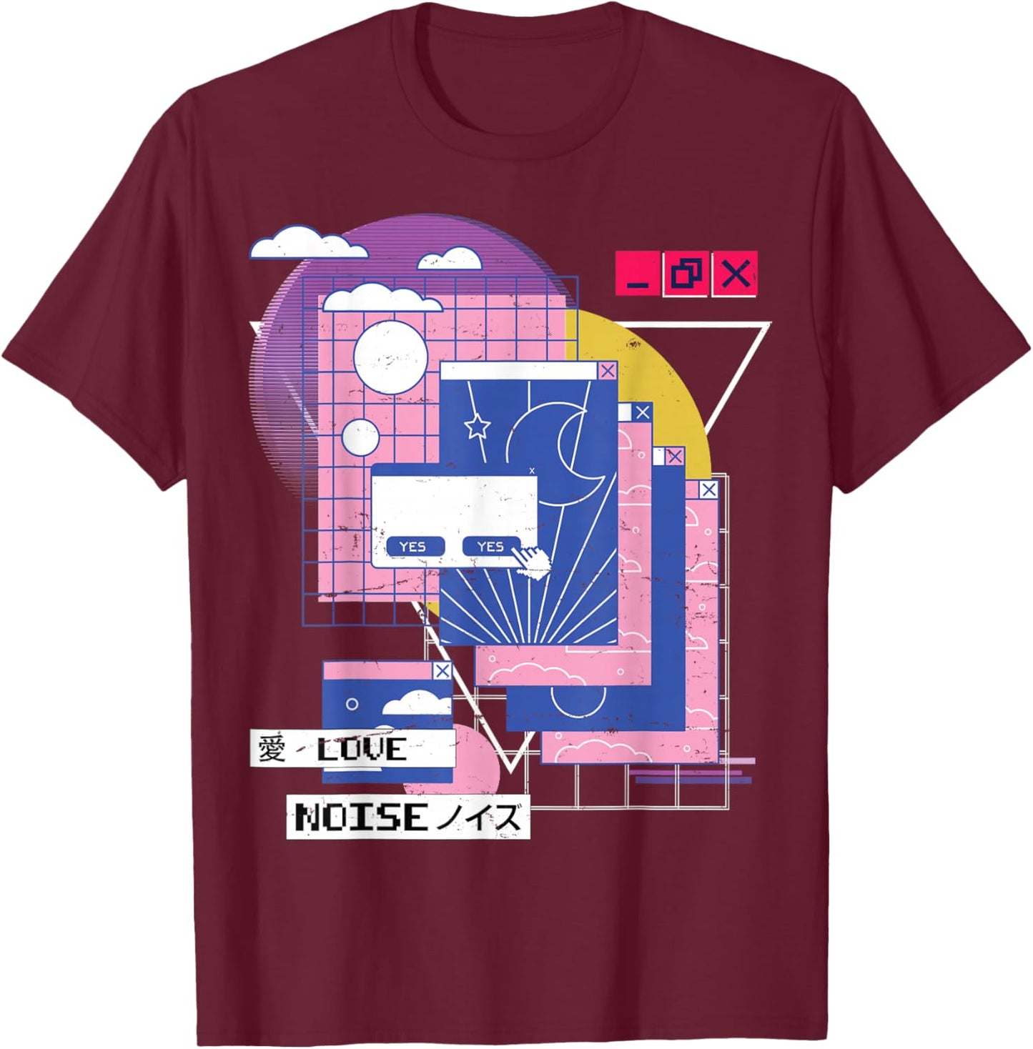 Vaporwave - Aesthetic - Japanese Korean - Computer Tabs T-Shirt - T-Shirt | Maroon