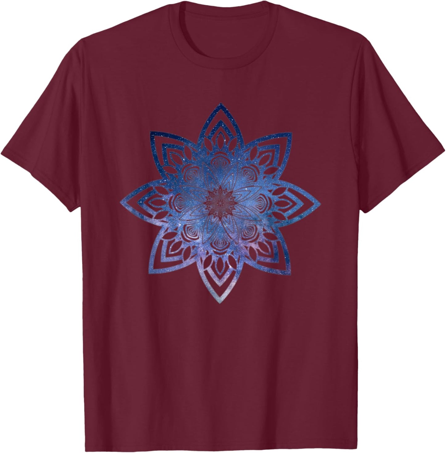Blue Milkyway Mandala Sacred Geometry Yoga Mantra Om T-Shirt - T-Shirt | Maroon