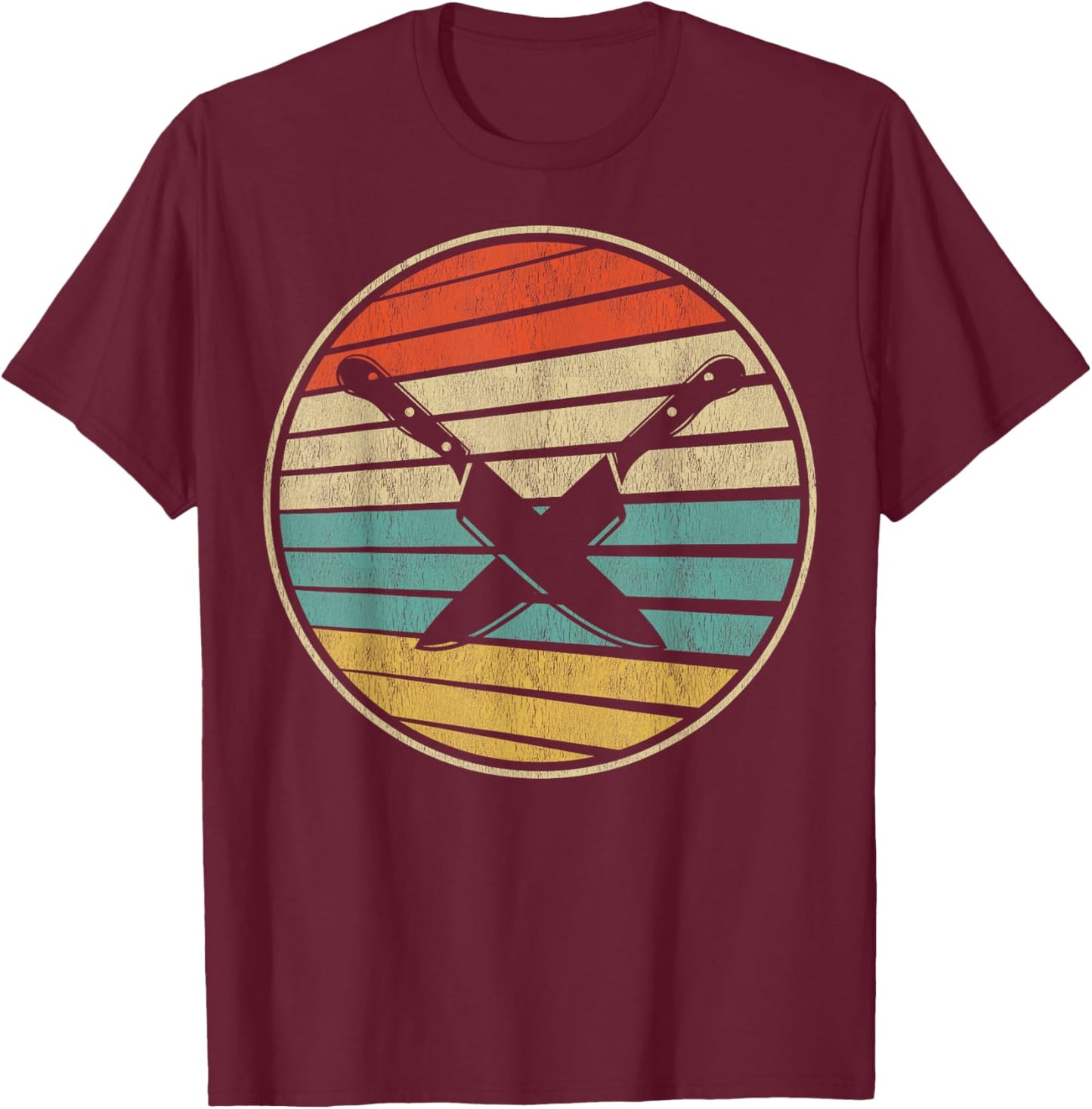 Cute Chef Gift Retro Vintage 70s 80s Culinary Artist Knife T-Shirt - T-Shirt | Maroon