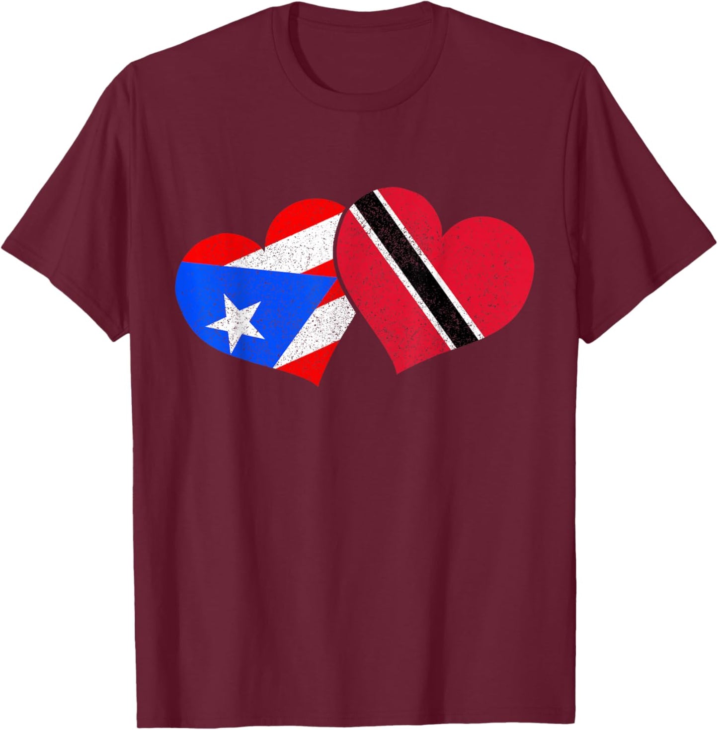 Trinidad & Tobago Puerto Rico Heritage Trinidadian Flag T-Shirt - T-Shirt | Maroon