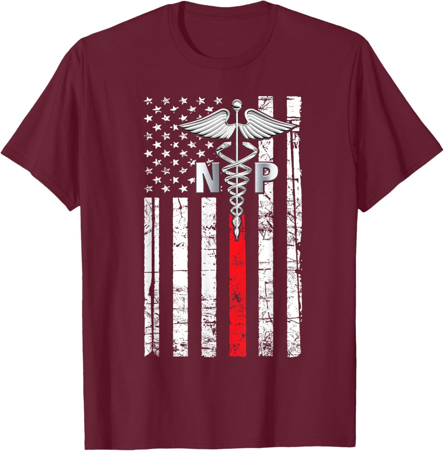 Nurse 365 NP Nurse Practitioner US Flag T-Shirt - T-Shirt | Maroon