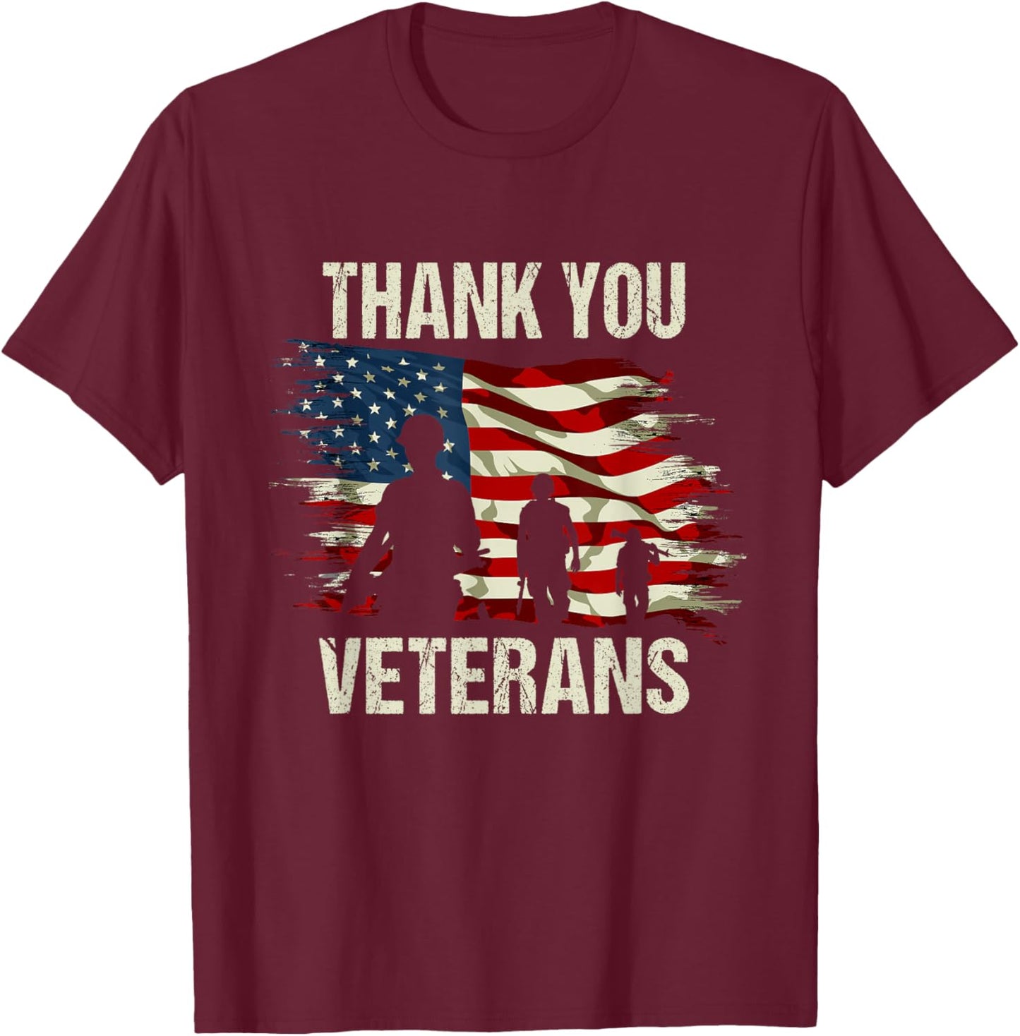 Thank you Veterans Shirt Veteran's Day Adults & Kids T-Shirt - T-Shirt | Maroon