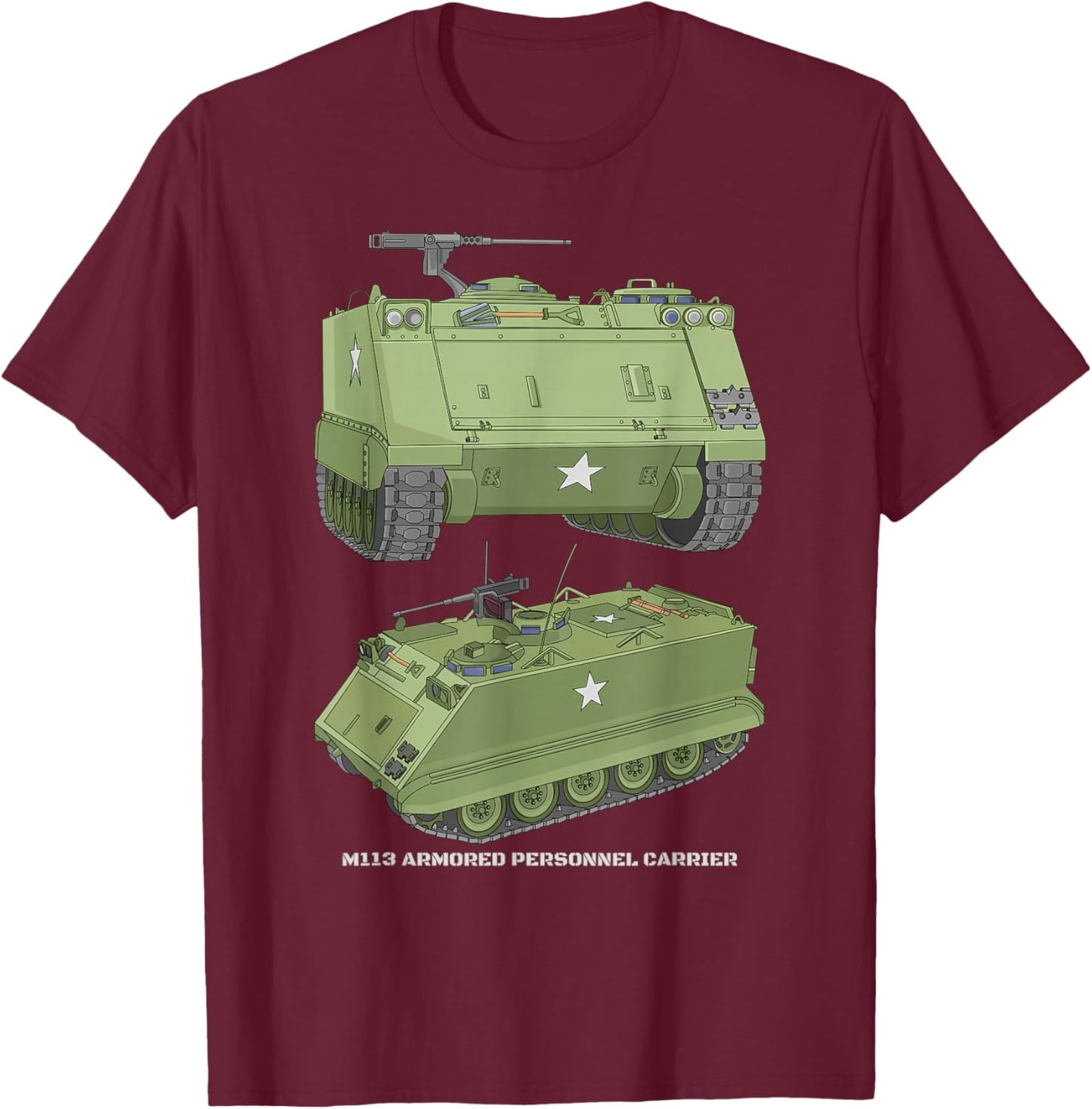 M113 Armored Personnel Carrier APC Diagram T-Shirt - T-Shirt | Maroon