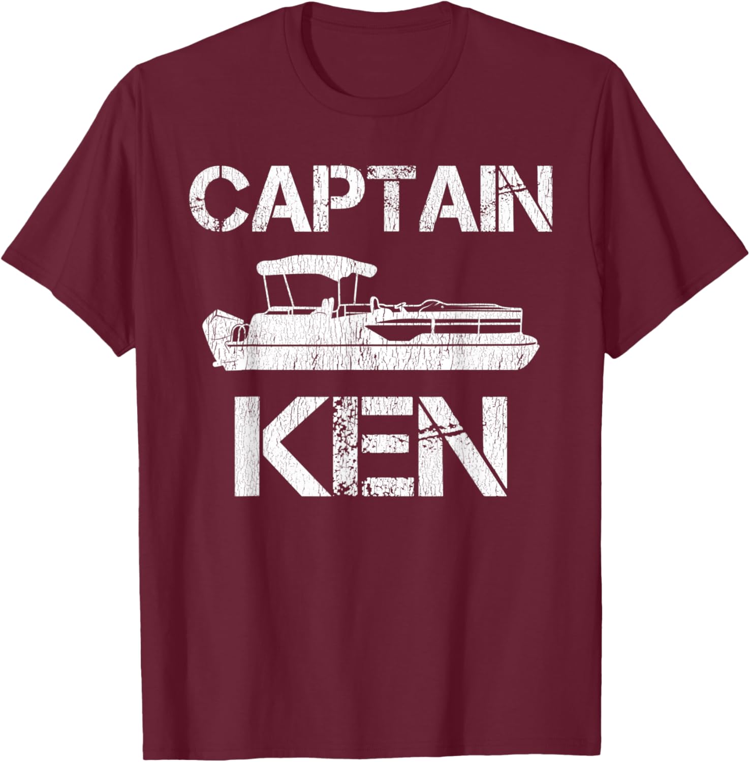 Captain Ken Pontoon Captain Funny Personalized Name Boat T-Shirt - T-Shirt | Maroon