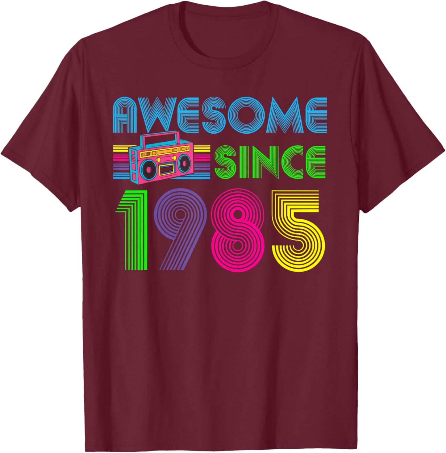 Retro Vintage 80s Awesome Since 1985 36th Birthday T-Shirt - T-Shirt | Maroon