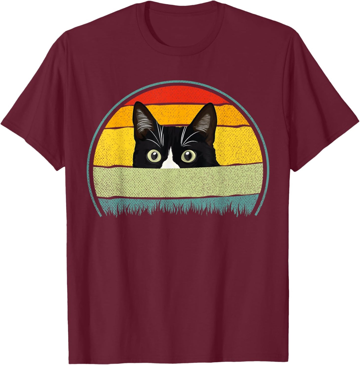Tuxedo cat vintage retro cats loves T-Shirt - T-Shirt | Maroon