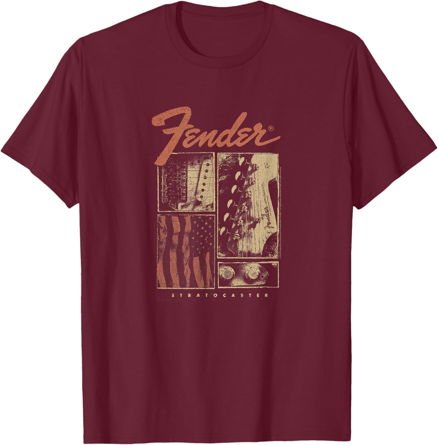 Fender Strat Flag T-Shirt - T-Shirt | Maroon
